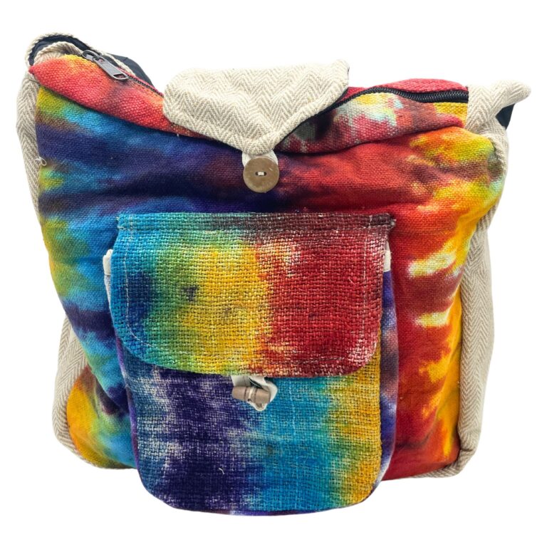 Bolsa de estudio de cáñamo Tiedye con bolsillo frontal