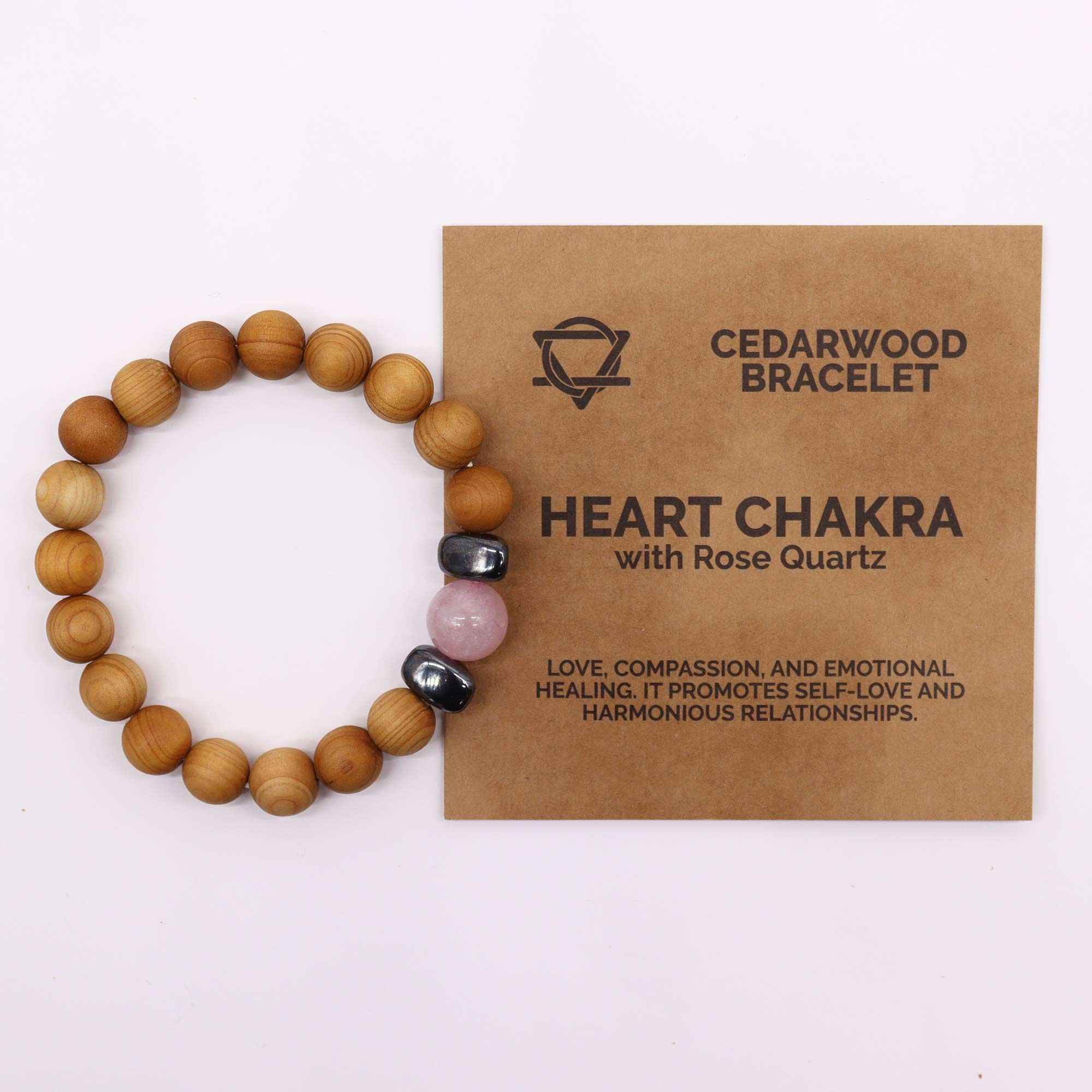 Pulsera de Cedro - Chakra del corazón - Cuarzo Rosa - Imagen 2