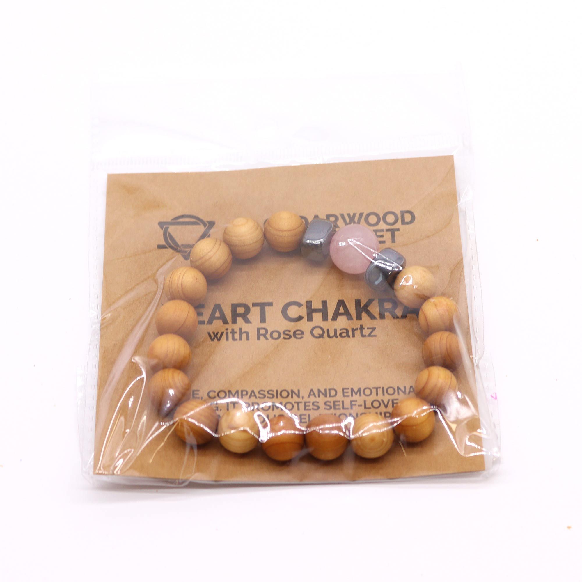 Pulsera de Cedro - Chakra del corazón - Cuarzo Rosa - Imagen 4