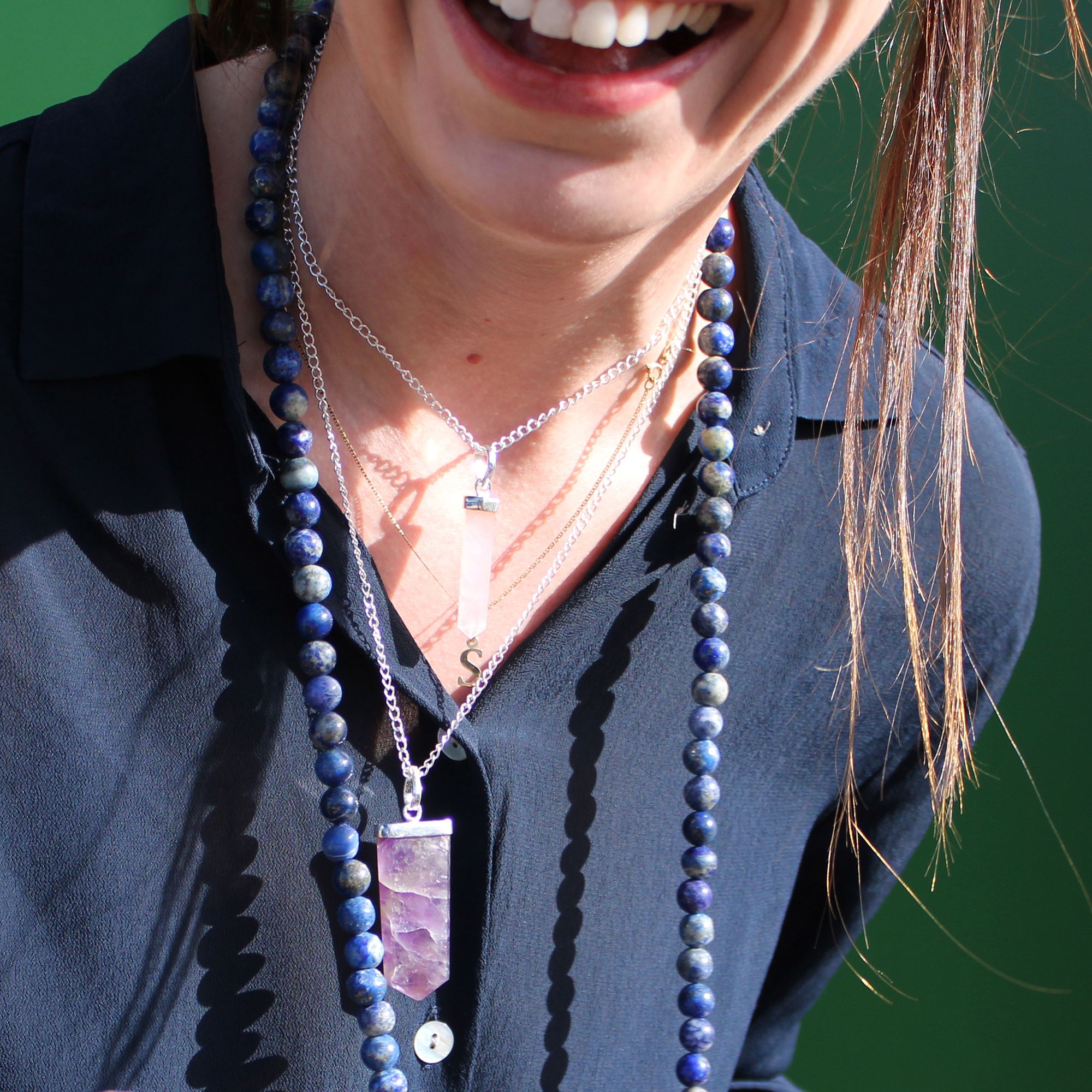 Colgante de Punto Clásico de Piedras Preciosas - Amatista - Imagen 4