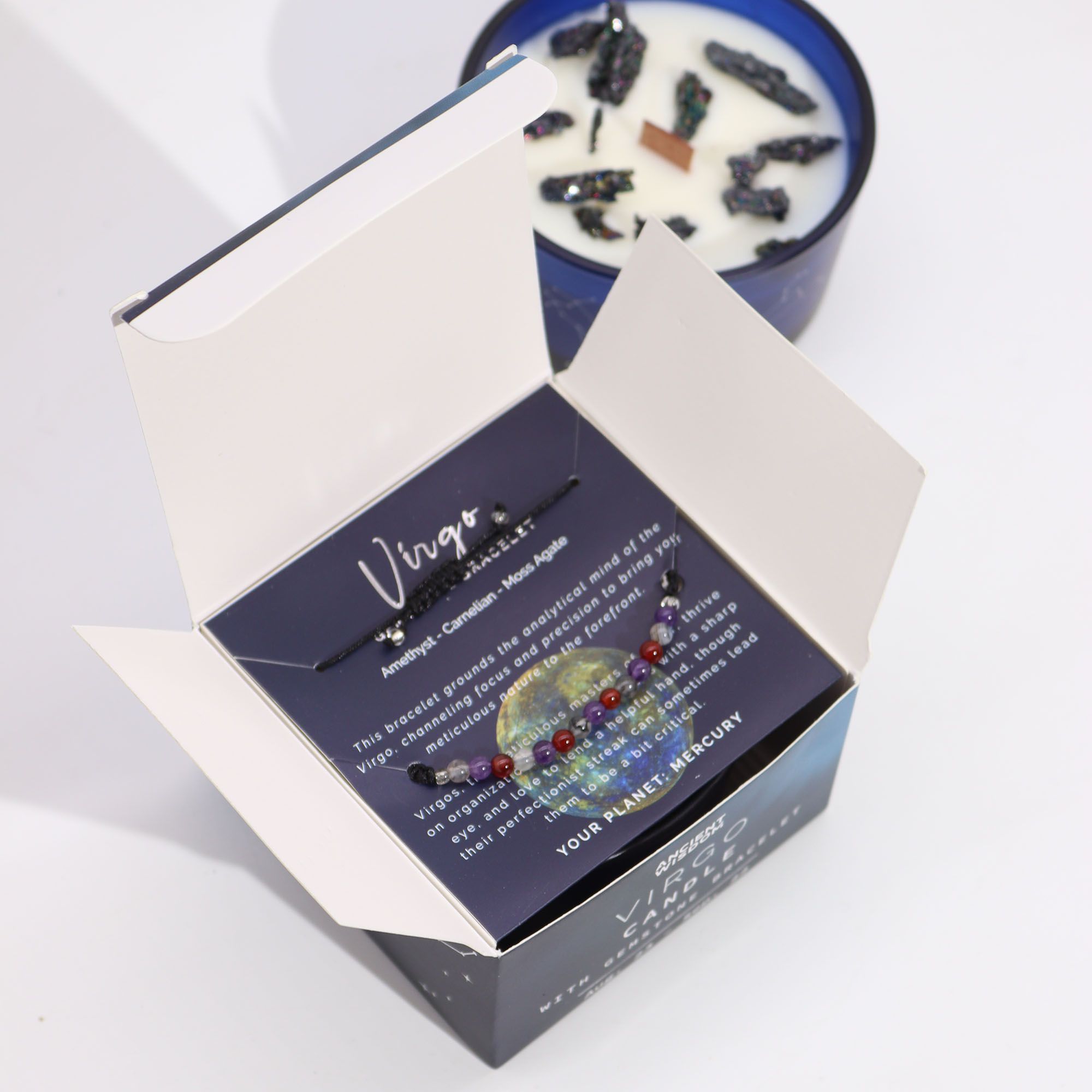 Vela de Cristal del Zodiaco con Pulsera de Piedras Preciosas - Virgo - Imagen 3