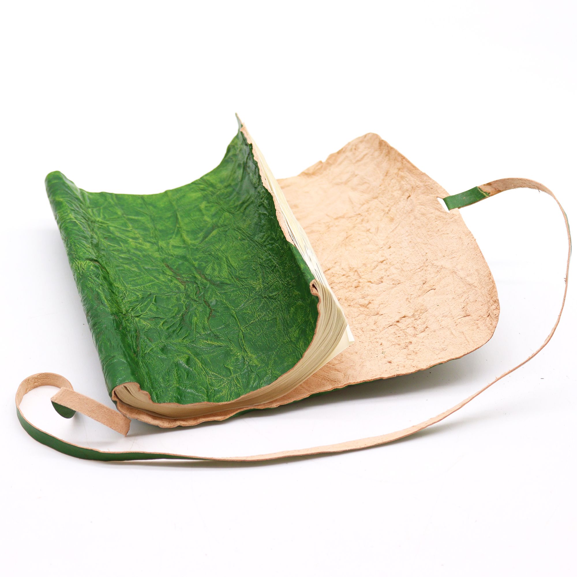 Cuaderno de viaje de cuero en rollo - Verde - Imagen 3