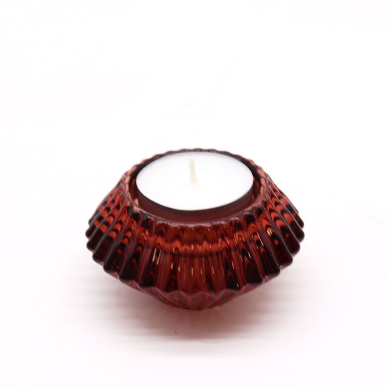 Portavelas reversible con diseño de flor para cena / vela de té - Rojo vampiro