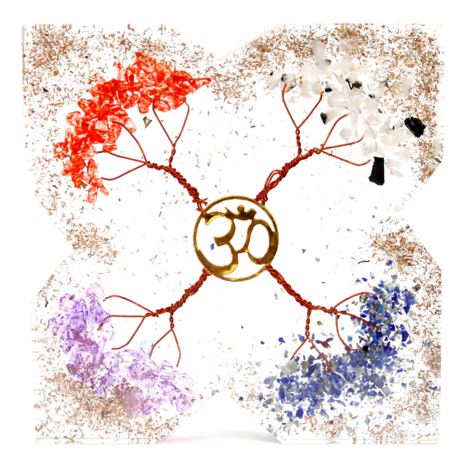 Orgonite de oficina - Cobre con diseño 4 arboles - Grande - Imagen 2