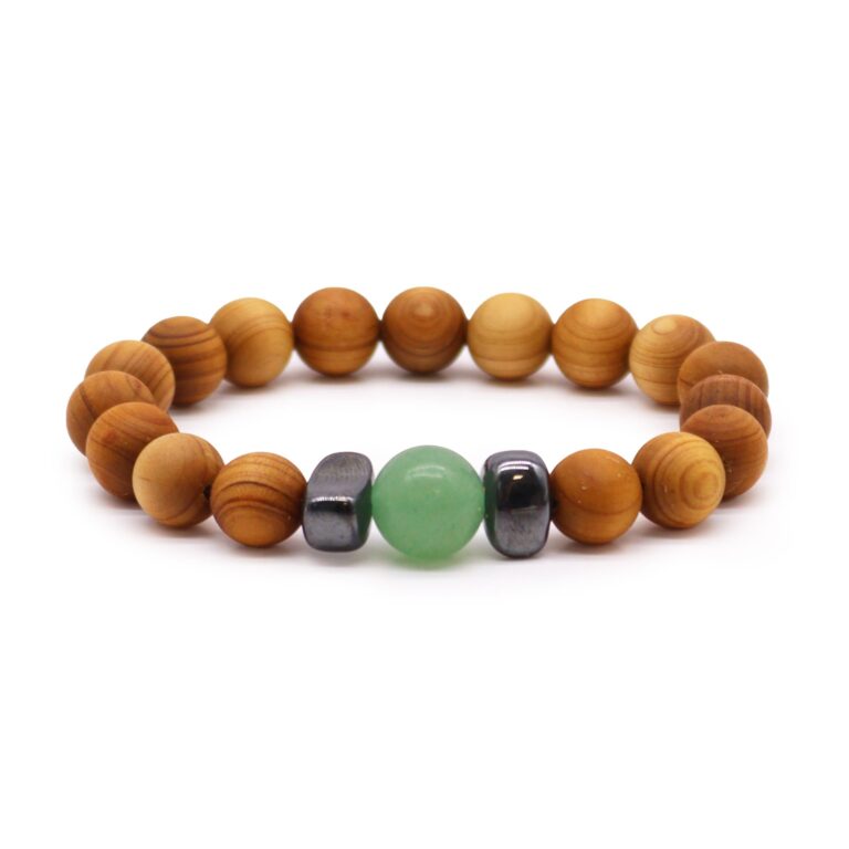 Pulsera de Cedro - Chakra Sacro - Aventurina Verde