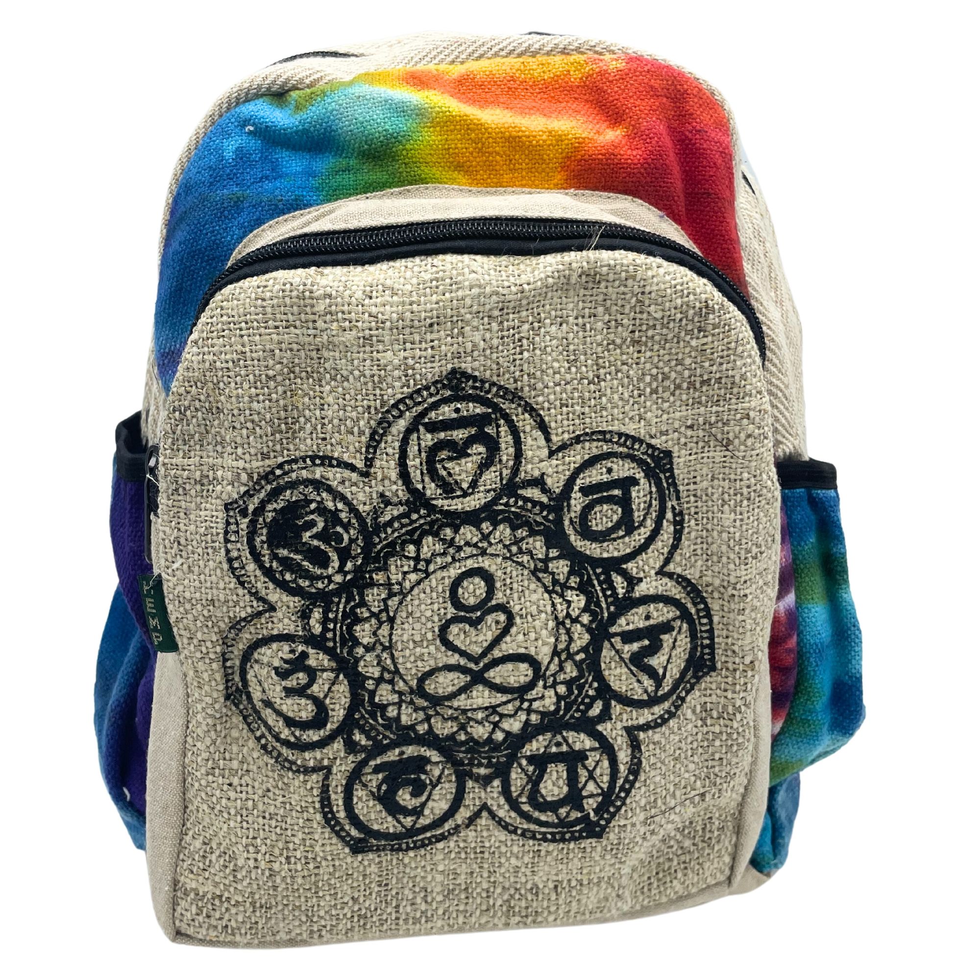 Mochila mediana de cáñamo Tiedye - 7 chakras - Imagen 3