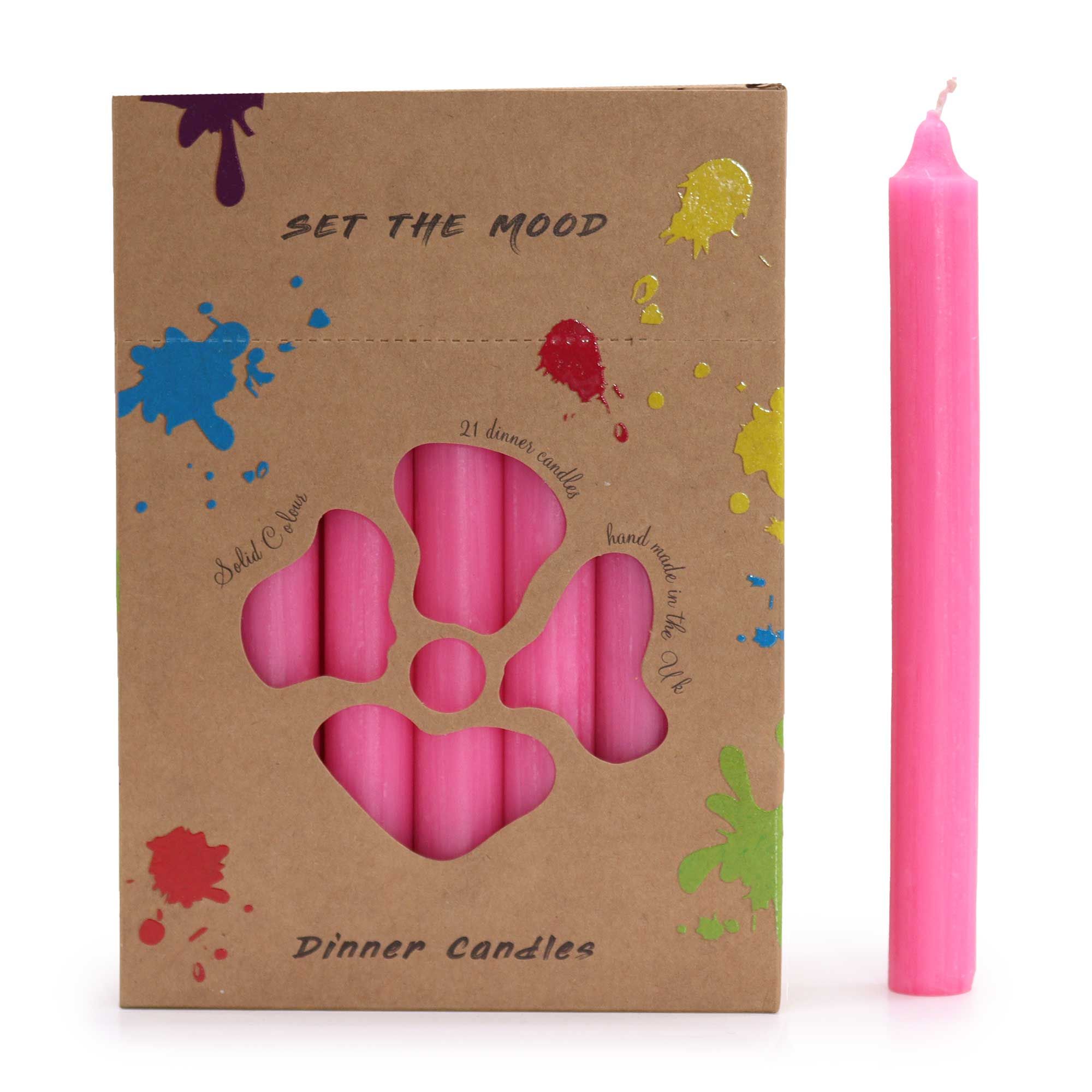 Juego de Velas de Mesa de Color Sólido - Pack de 21 - Rosa Profundo Rústico