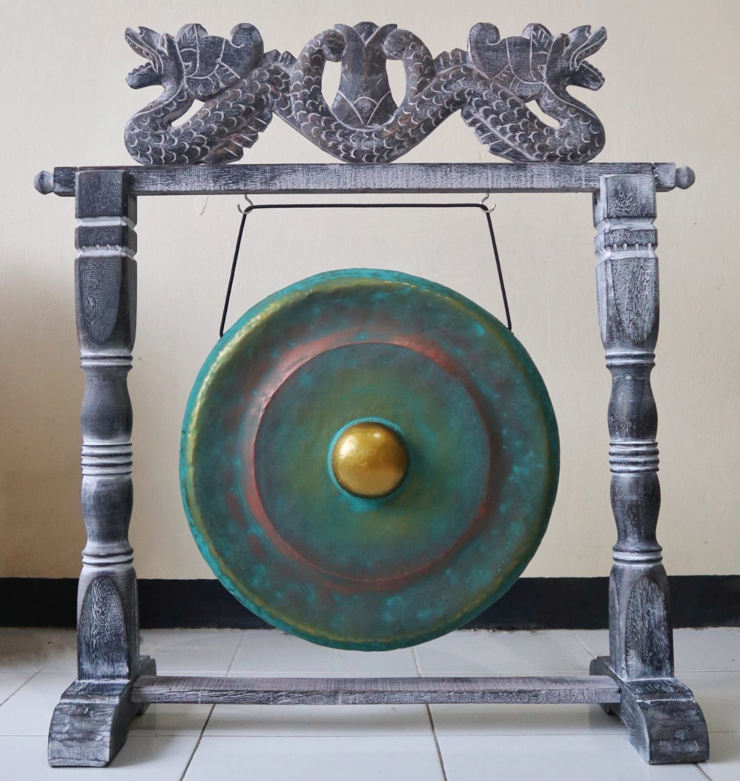 Pequeño Gong de Meditación con Soporte - 25cm - Verde