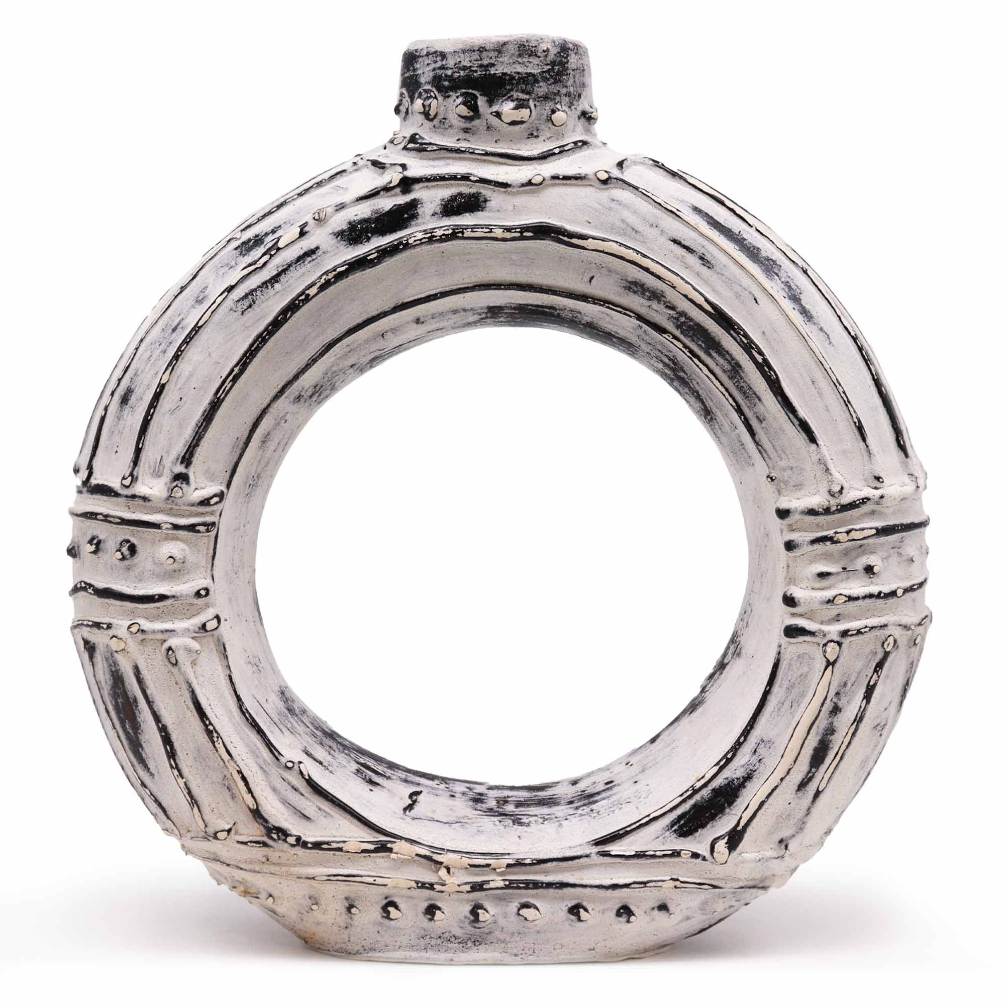 Jarrón Redondo con Forma de Donut - Crema 30cm - Imagen 2