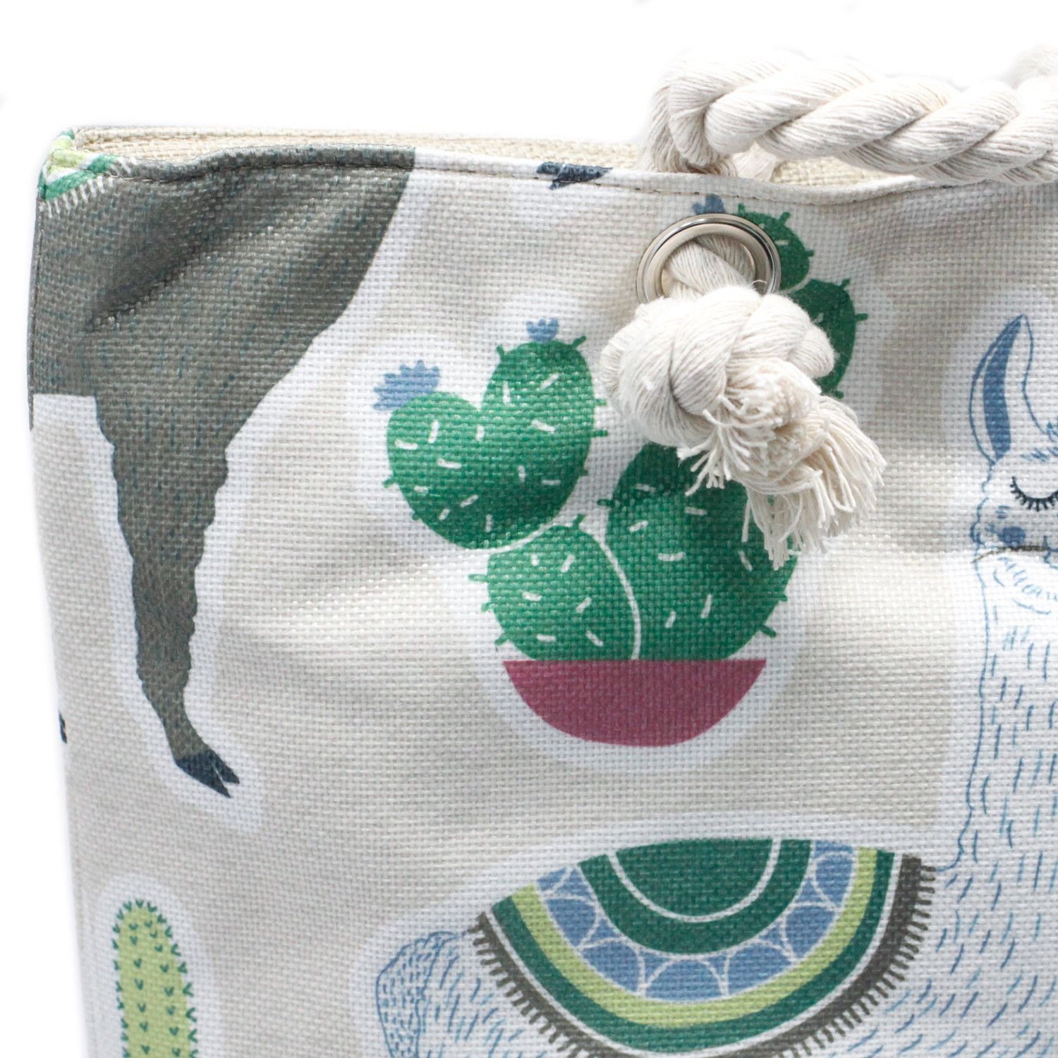 Bolso shopper con asa de cuerda - Llamas - Imagen 3