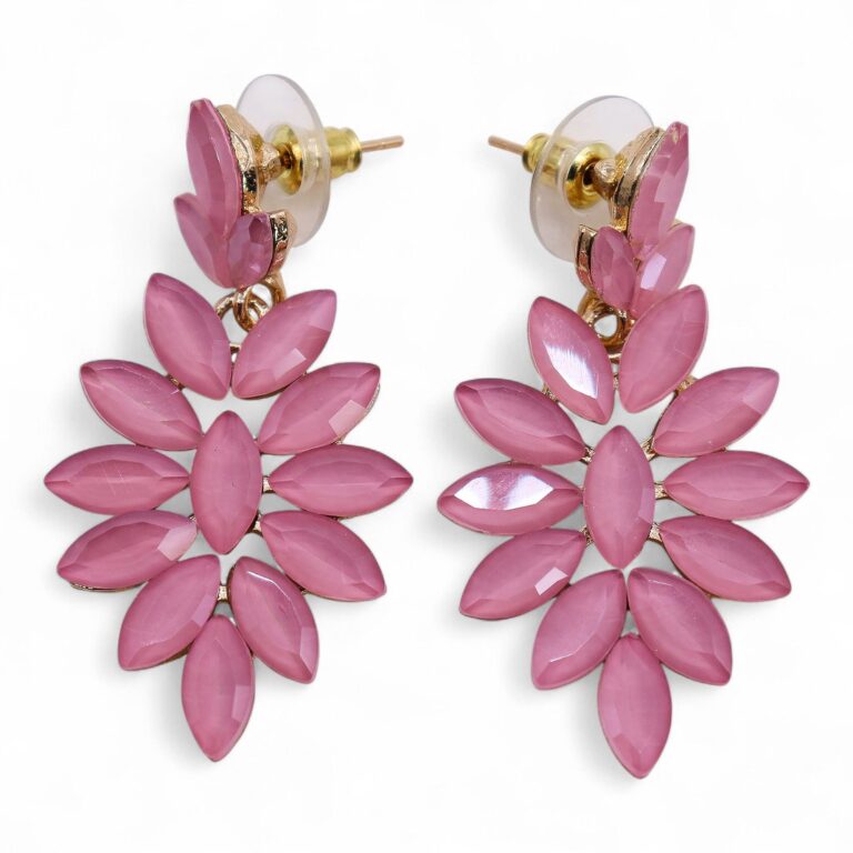 Pendientes de Cristal Vintage - Largo - Cuarzo Rosa