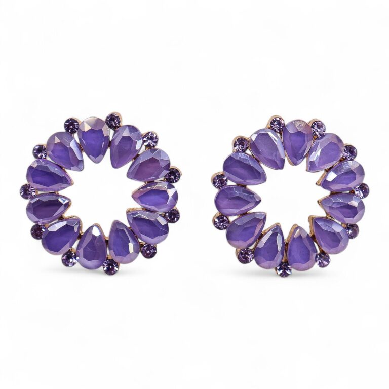 Pendientes de Cristal Vintage - Aro - Lavanda