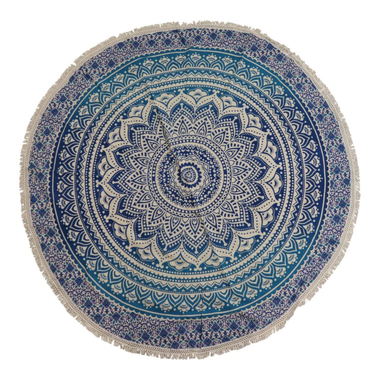 Pequeño Mandala Roundie de algodón (130cm) - Azul clásico