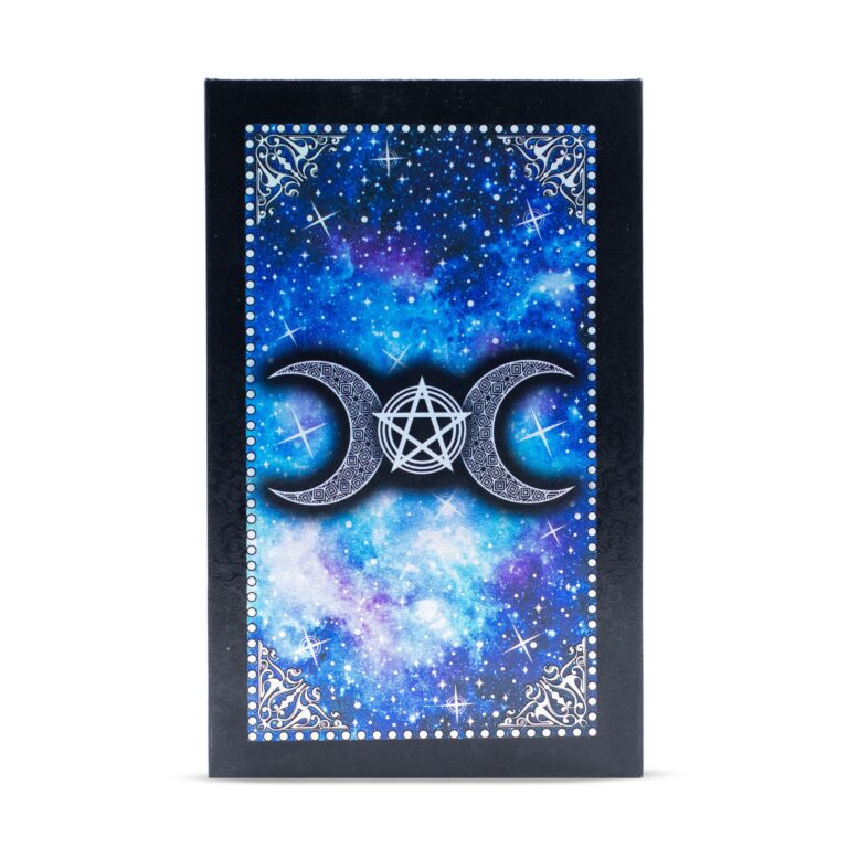 Conjunto de cartas de Tarot con lámina azul - Cara de la Luna - con folleto